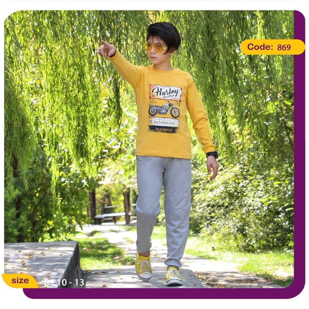 بلوز شلوار پسرانه طرح دوچرخه  سایز65