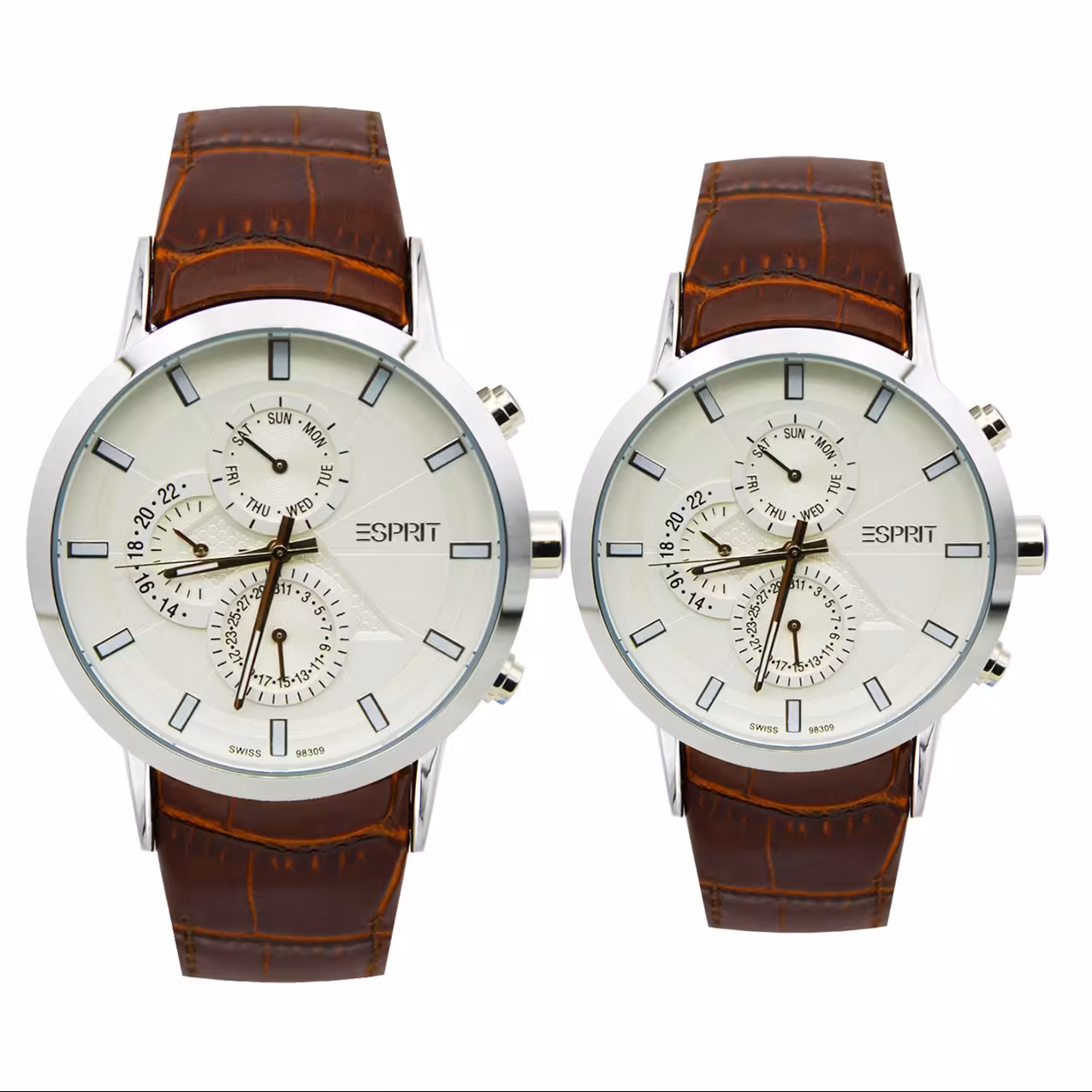 ساعت مچی ست زنانه ومردانه اسپریت فول تایم چرم مدل 98309