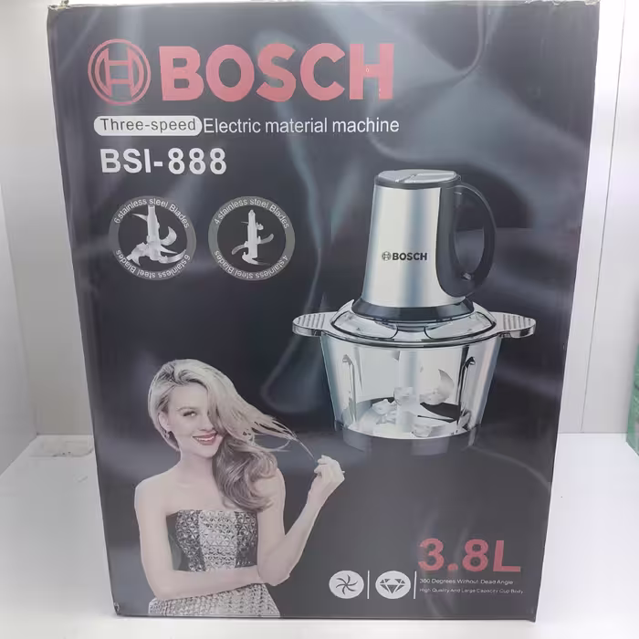 خردکن غذاسازبرقی بوش شیشه پیرکس وغذاساز همه کاره موتور  پرقدرت 3500وات 2سری تیغه 4و6عددی