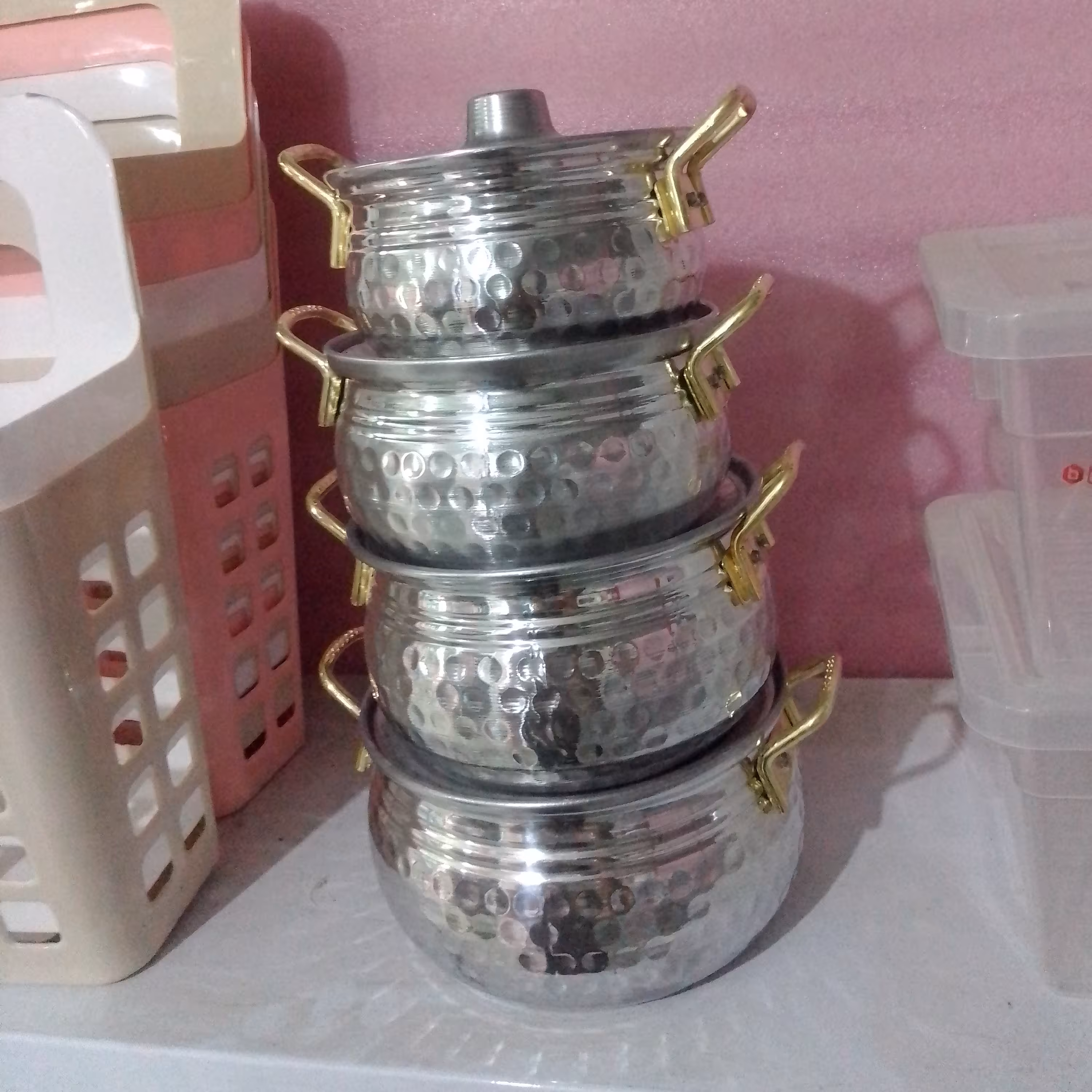 ست سرویس قابلمه رویی دسته طلایی 8 پارچه