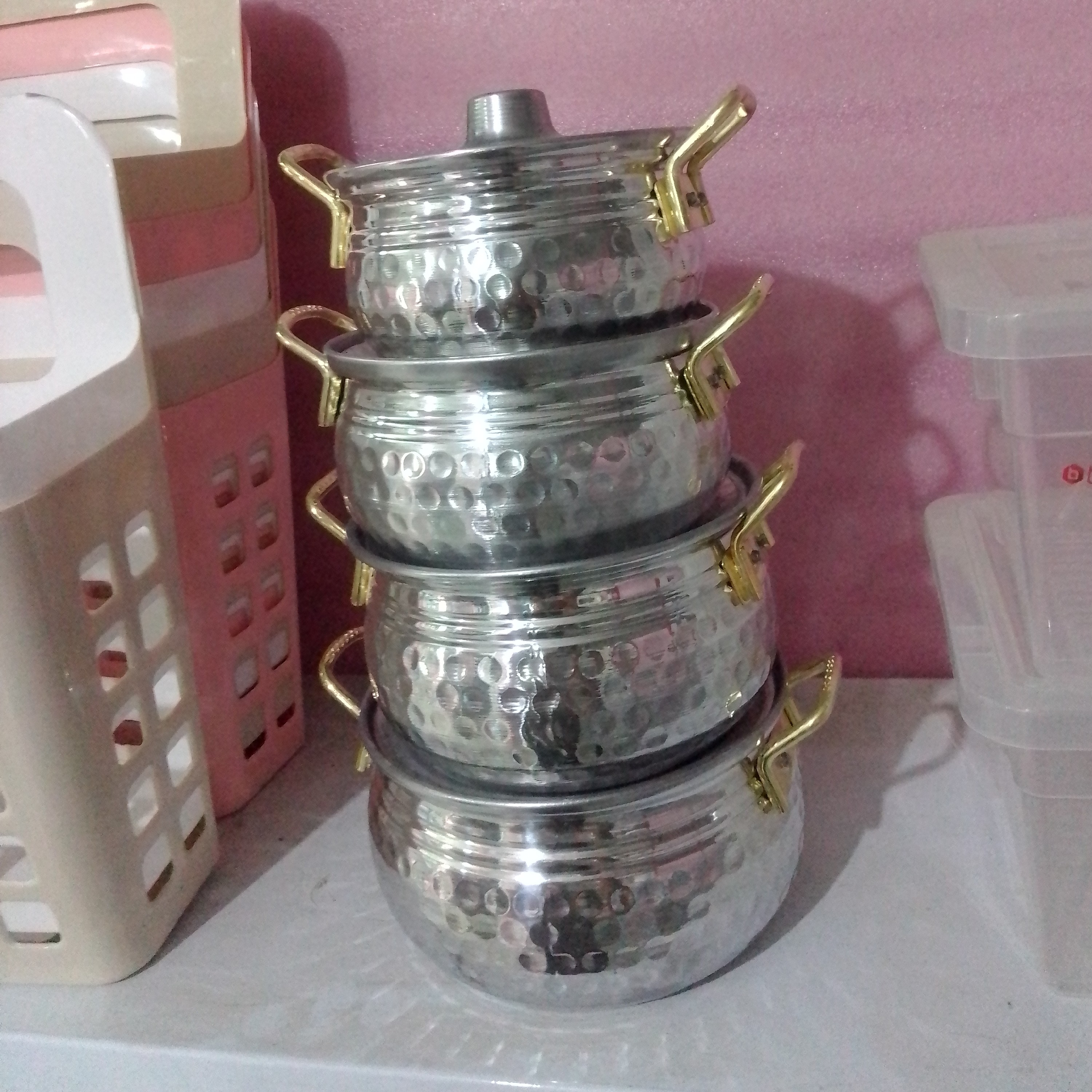 ست سرویس قابلمه رویی دسته طلایی 8 پارچه