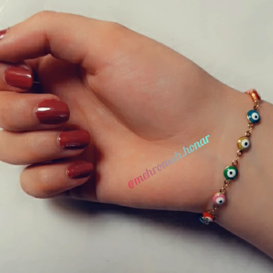 دستبند استیل چشم و نظر رنگی رنگی