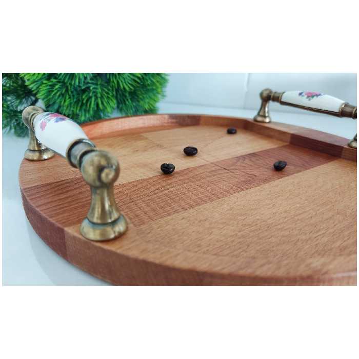 سینی چوبی گرد دسته دار  