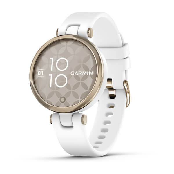 ساعت هوشمند گارمین مدل Lily Cream Gold Bezel with White Case با بند سیلیکونی