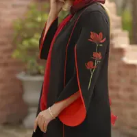 مانتو مجلسی کرپ مدل لوتوس رنگ قرمز برند SET