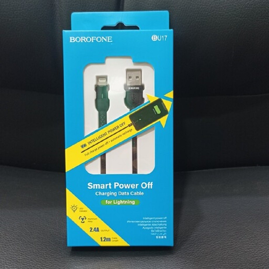 کابل فست شارژ آیفونی شرکت BOROFONE مدل BU17 با قابلیت smart power off به همراه ی