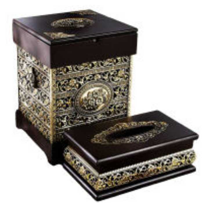 ست سطل و جا دستمال کاغذی چوبی  مدل رویال کد 400