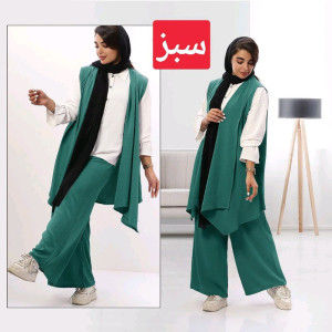 سه تیکه شومیزو شلوار ورویه مدل شیرین رنگ رابپرسید
