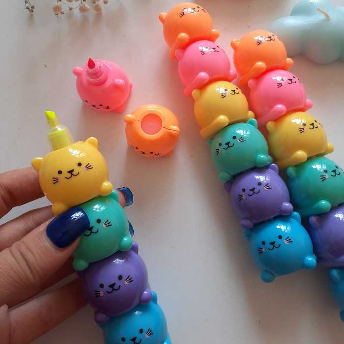 ماژیک هایلایتر فانتزی طرح خرس 6 تایی