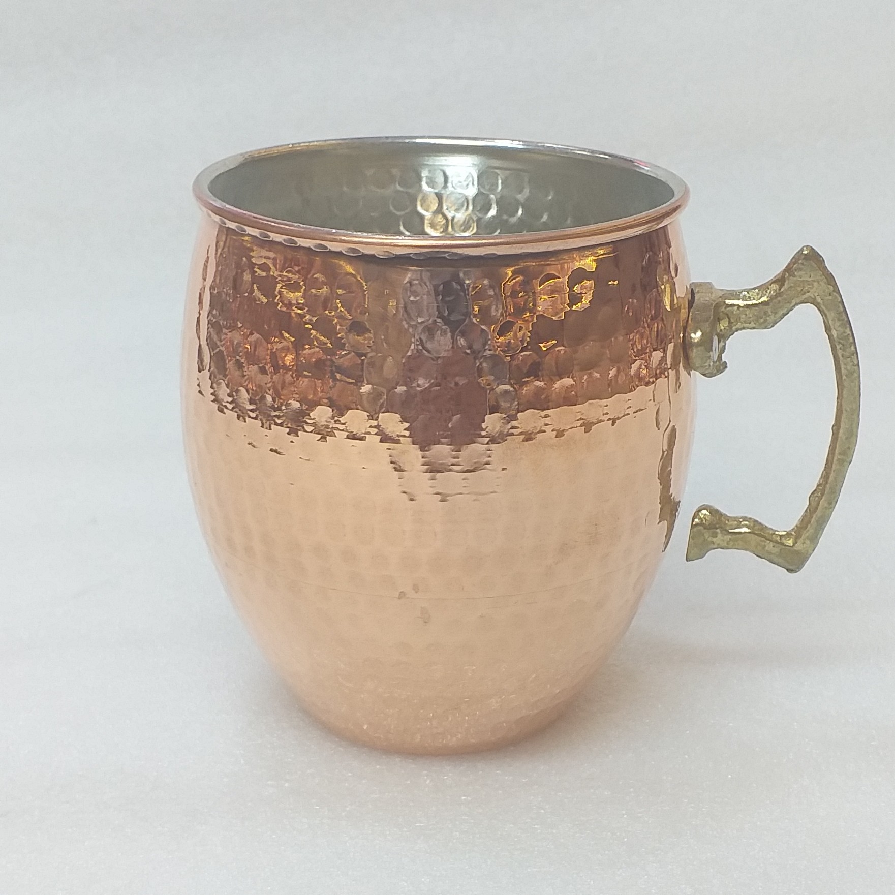 لیوان مسی ماگ چکشی بزرگ رنگ ثابت