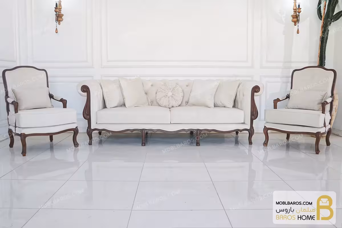 مبل نئو کلاسیک 5 نفره نیکا و مبل فرانسوی