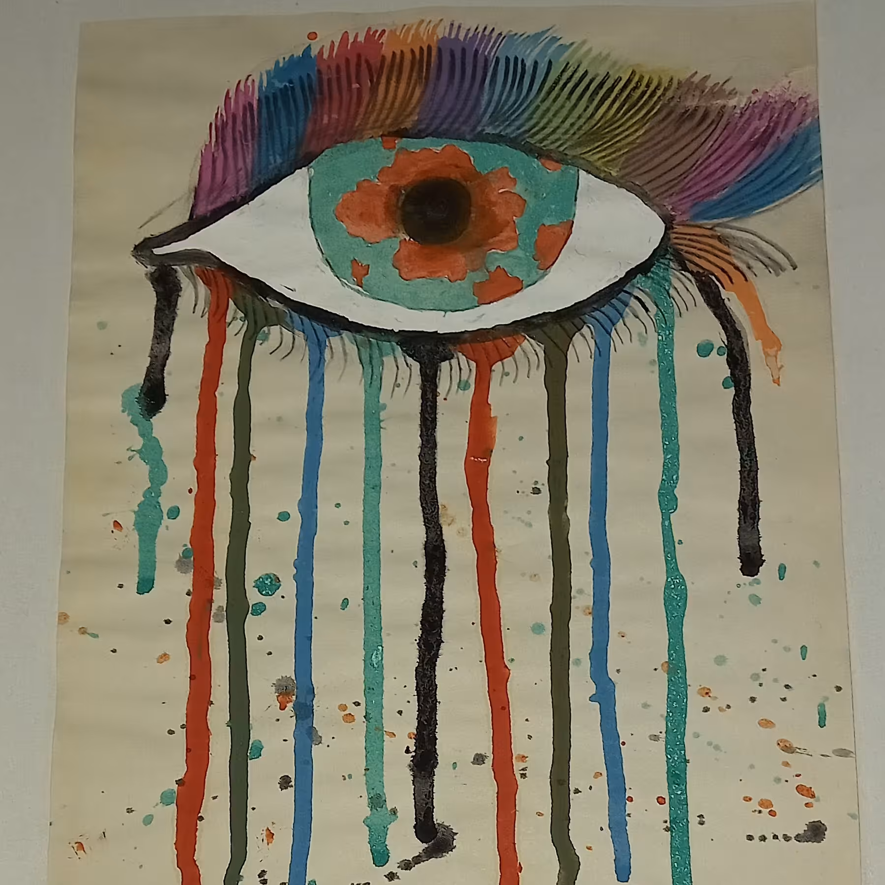 نقاشی چشم رنگین ،همه ی رنگ ها ،20×28