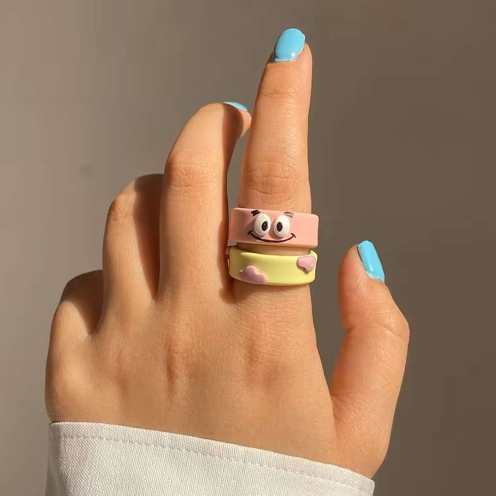 ست انگشتر ترند خمیری پاتریک در باب اسفنجی 2 عددی چانکی ضد آب نشکن