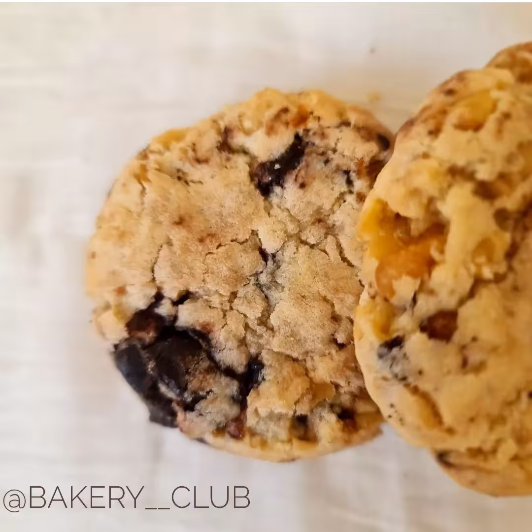 کوکی گردویی فرانسوی با تکه های شکلات. حدودا 500 گرم. 7 عدد کوکی 65 گرمی