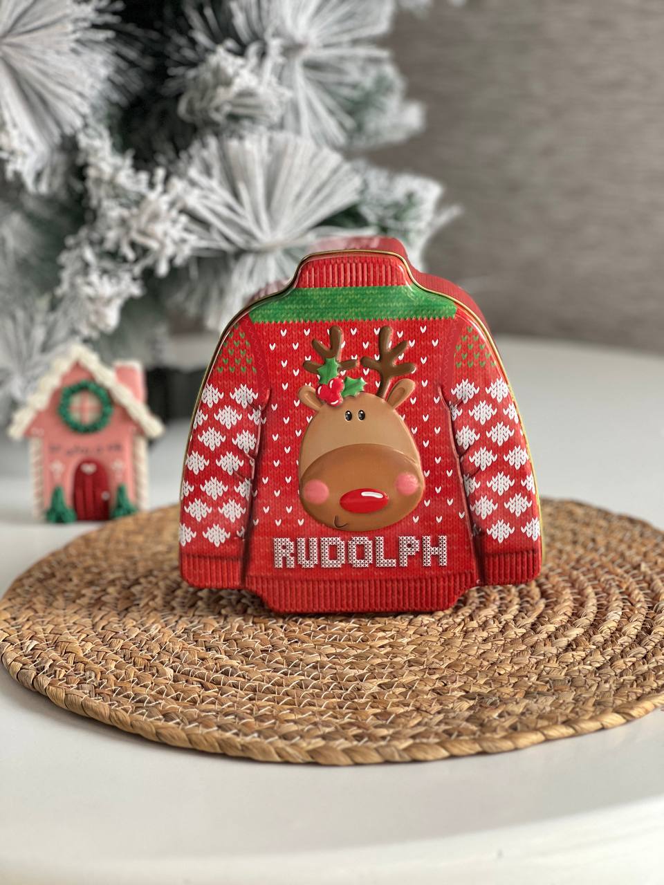 قوطی فلزی کریسمسی طرح لباس- گوزن کد 5-243