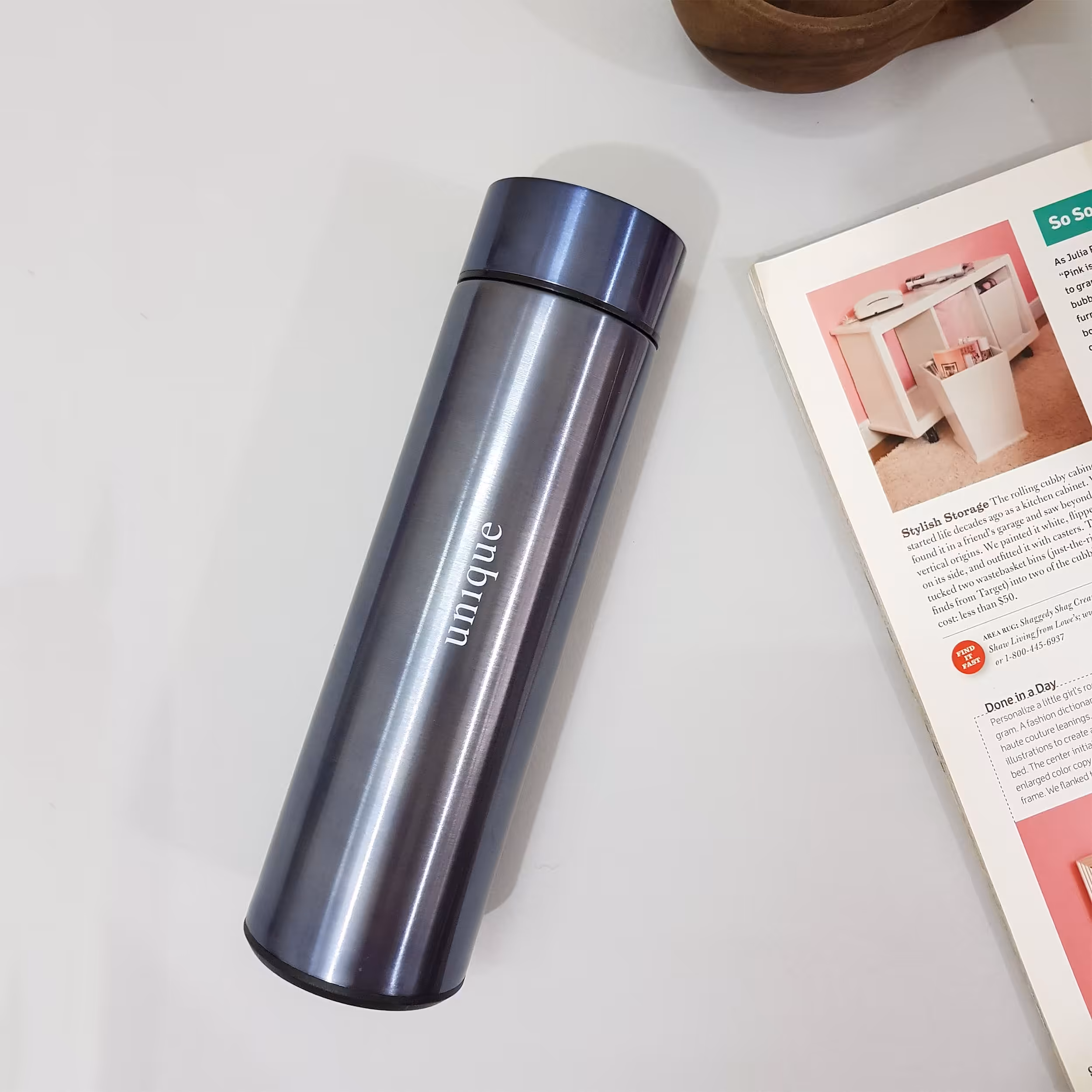 فلاسک هوشمند دیجیتالی  یونیک  0.5لیتر درجه دارنگهدارنده مایعات گرم وسرد سرمه ای