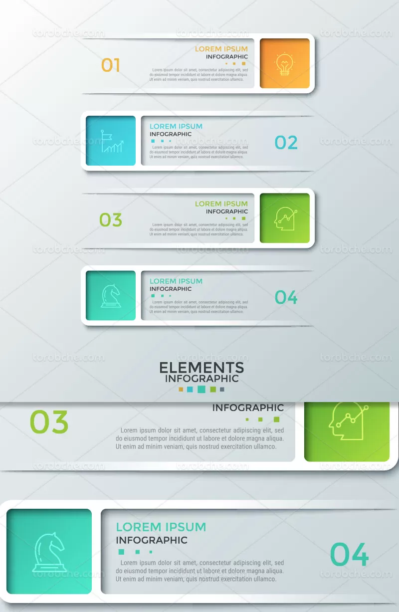 وکتور اینفوگرافیک 4 بخشی کسب و کار | گرافیک با طعم تربچه