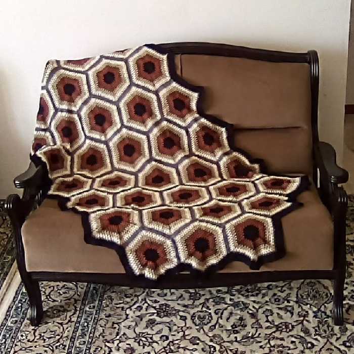 شال مبل نخ ابریشم قلاب بافی