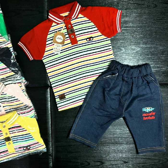 تیشرت شلوارک پسرانه راه راه..یقه دار.بچگانه.کیفیت عالی.جودون پنبه.