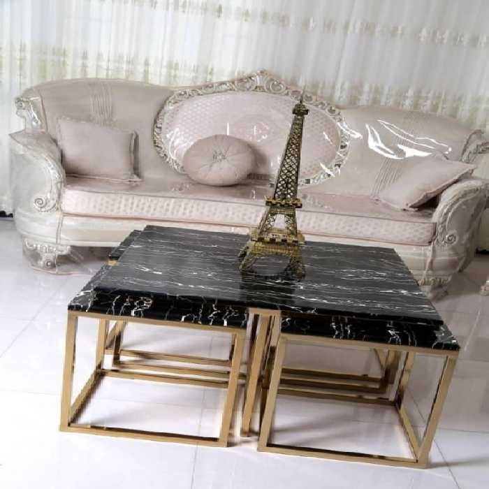 میز عسلی و جلو مبلی مدل پیتزایی مربع(آبکاری درجه 1 فورتیک)(ارسال با باربری و به صورت پس کرایه)