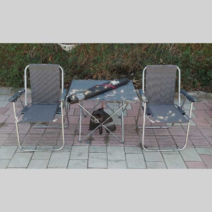 صندلی مسافرتی رنگ ذغالی(ست 2 نفره)