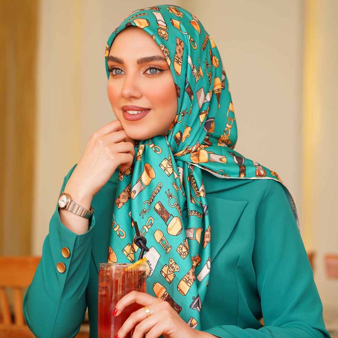 روسری ابریشم توییل قواره 120 دور دست دوز در 6 رنگ 