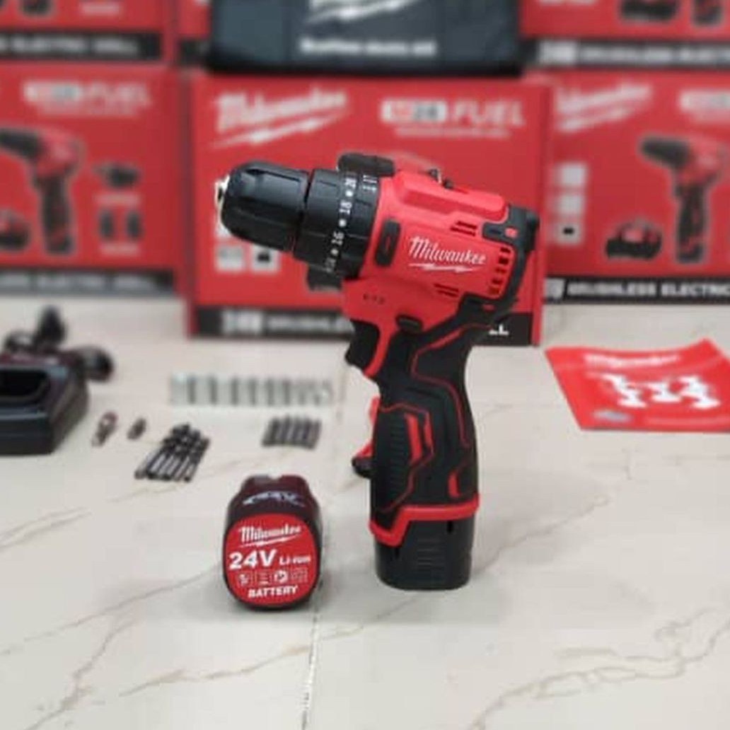 دریل شارژی 24 ولت میلواکی موتور براشلس