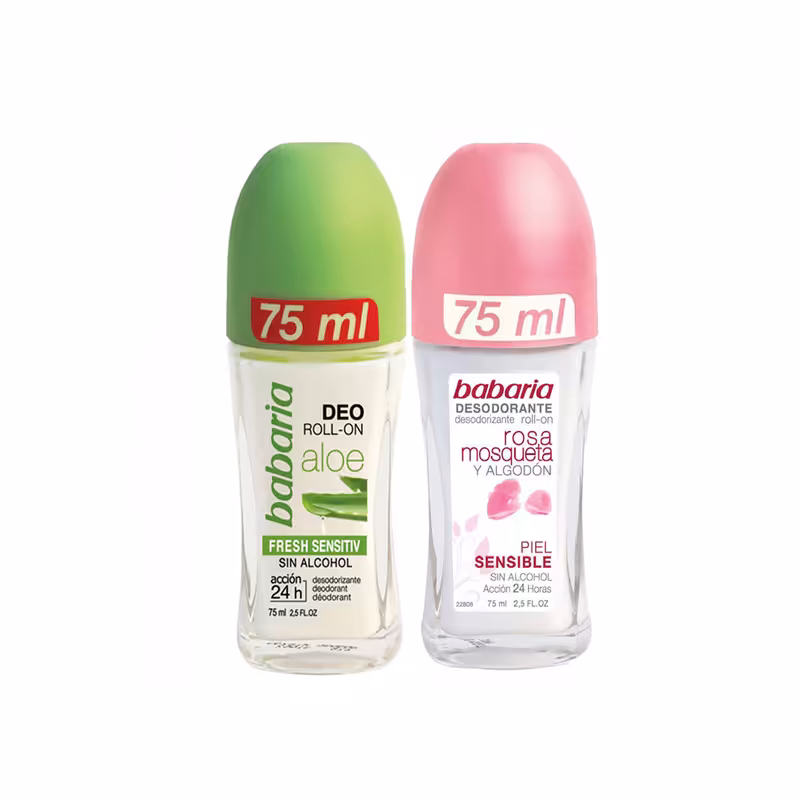 رول ضد تعریق باباریا مدل رز و آلوئه ورا حجم 75 میلی لیتر بسته 2 عددی