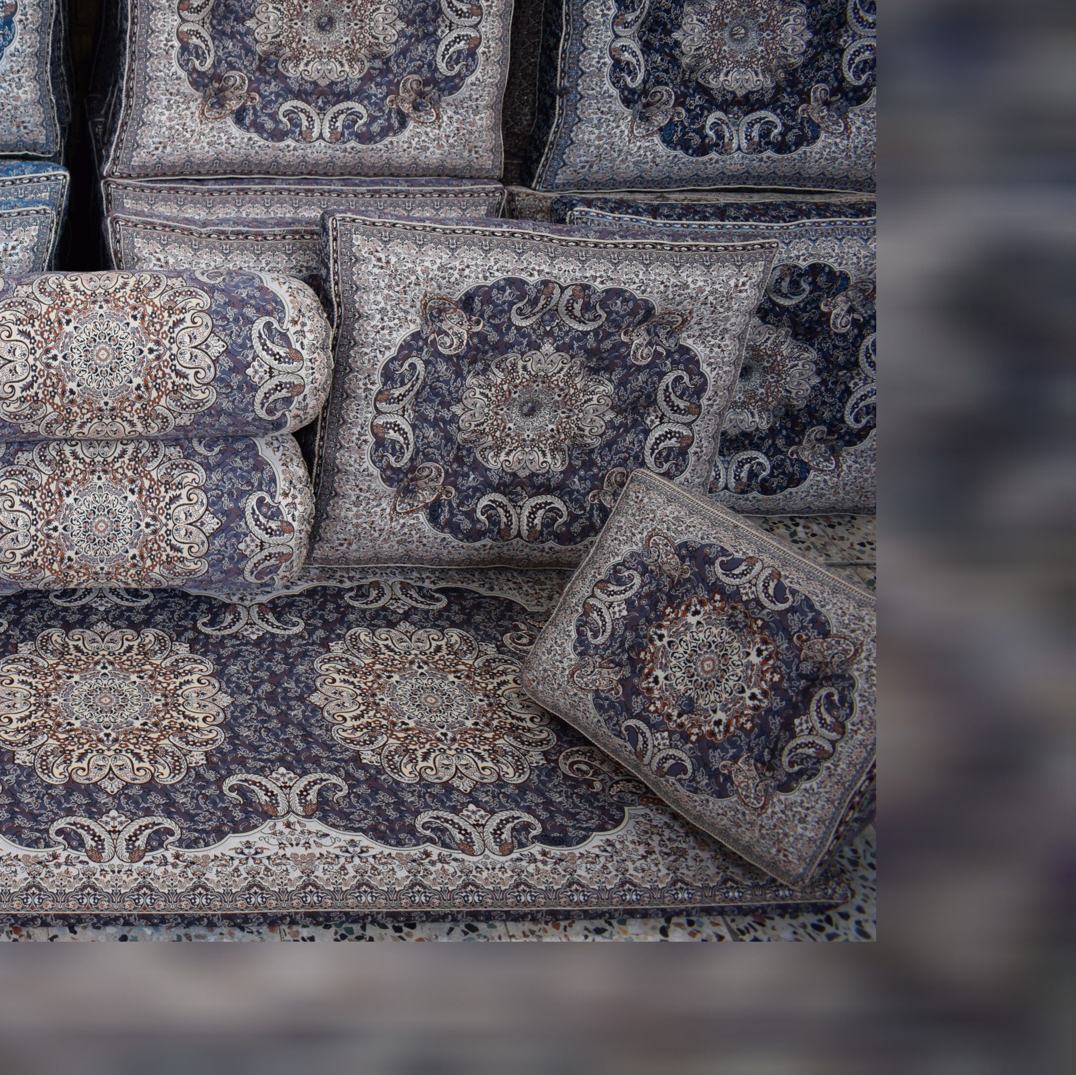 شاهنشین 7تیکه ترمه طرح ترنج سورمه