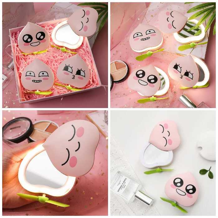 مینی فن و آینه چراغ دار LED در طرح های فانتزی شارژی همراه با کابل USB