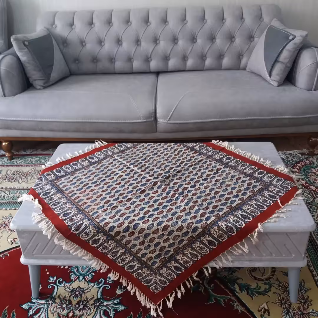 پارچه قلمکاراصفهان مناسب رومیزی سایز80در80 قابل شستشو