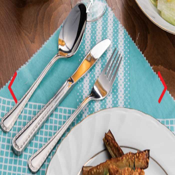 سرویس قاشق و چنگال 57 پارچه ناب استیل مدل برلین مات (سندبلاست) Nab Steel Berlin 57 Pcs