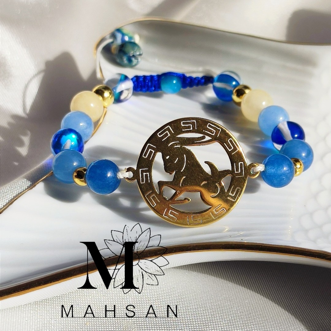 دستبند ماه تولد دی پلاک استیل و سنگ مون استیل 