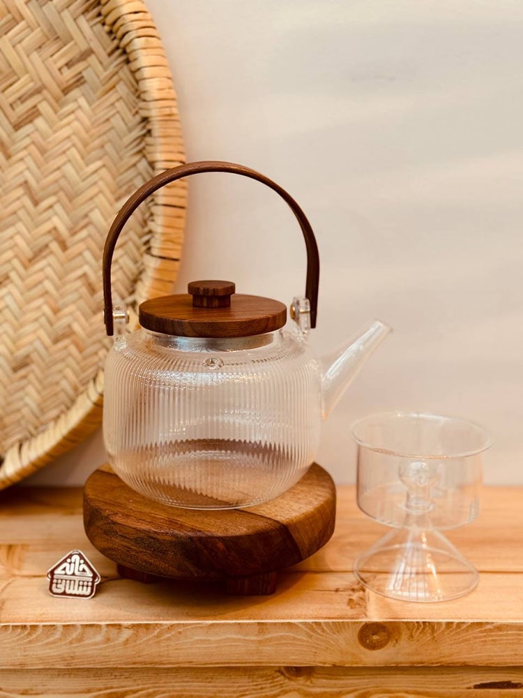 قوری پیرکس درب بامبو کد001508