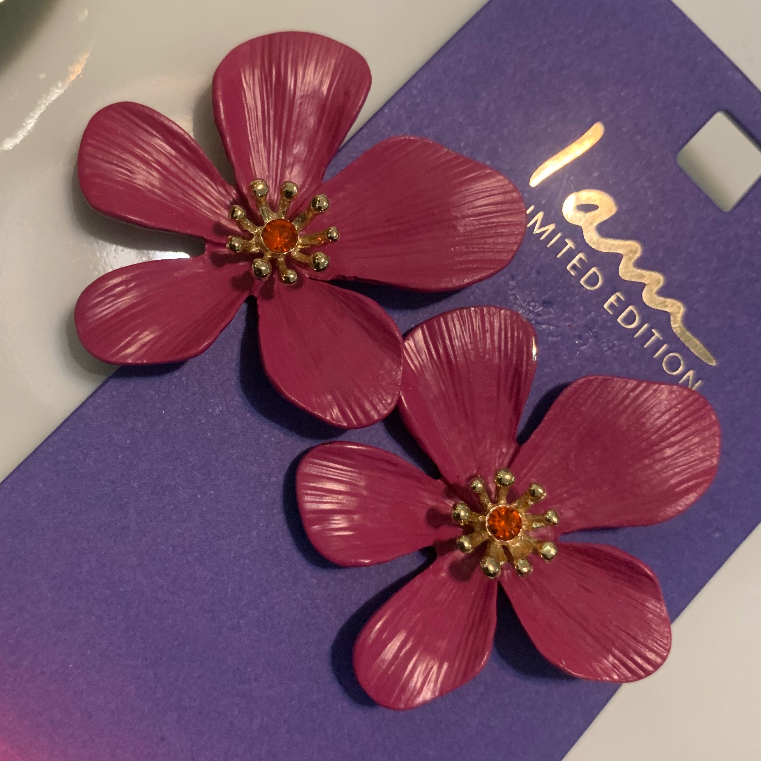 گوشواره گل سرخابی بزرگ