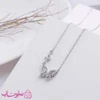 گردنبند دخترانه ظریف مدل دو پروانه سیلور