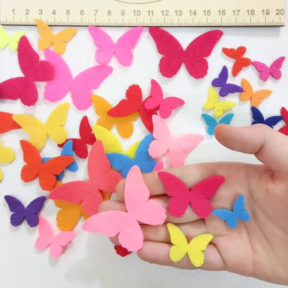 پروانه نمدی رنگارنگ بسته 40 عددی
