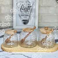 عسل خوری چوبی شیشه ای پاشا