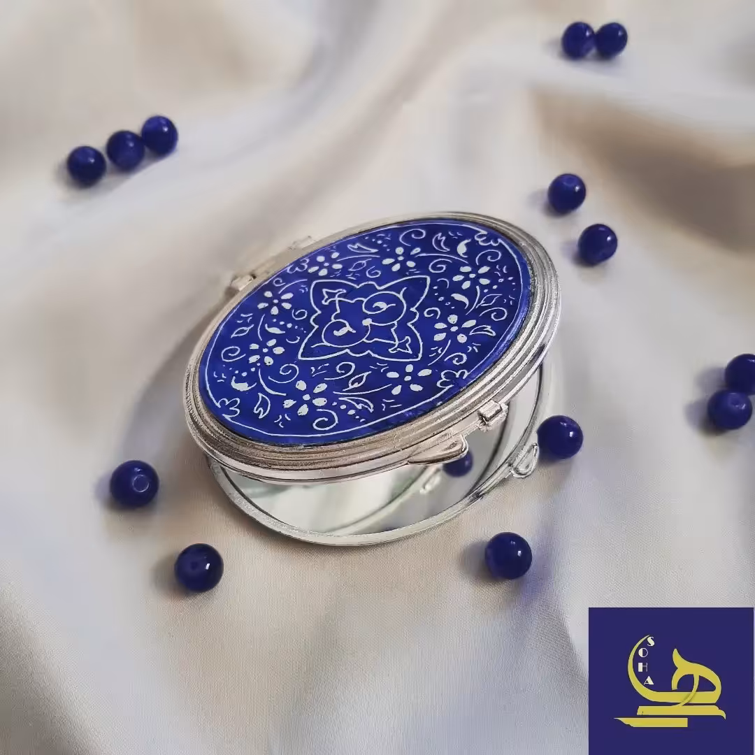 آینه تو کیفی میناکاری آبی