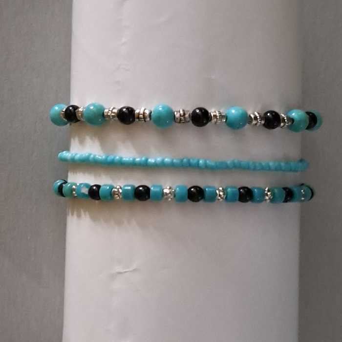 ست دست بند فیروزه ای 