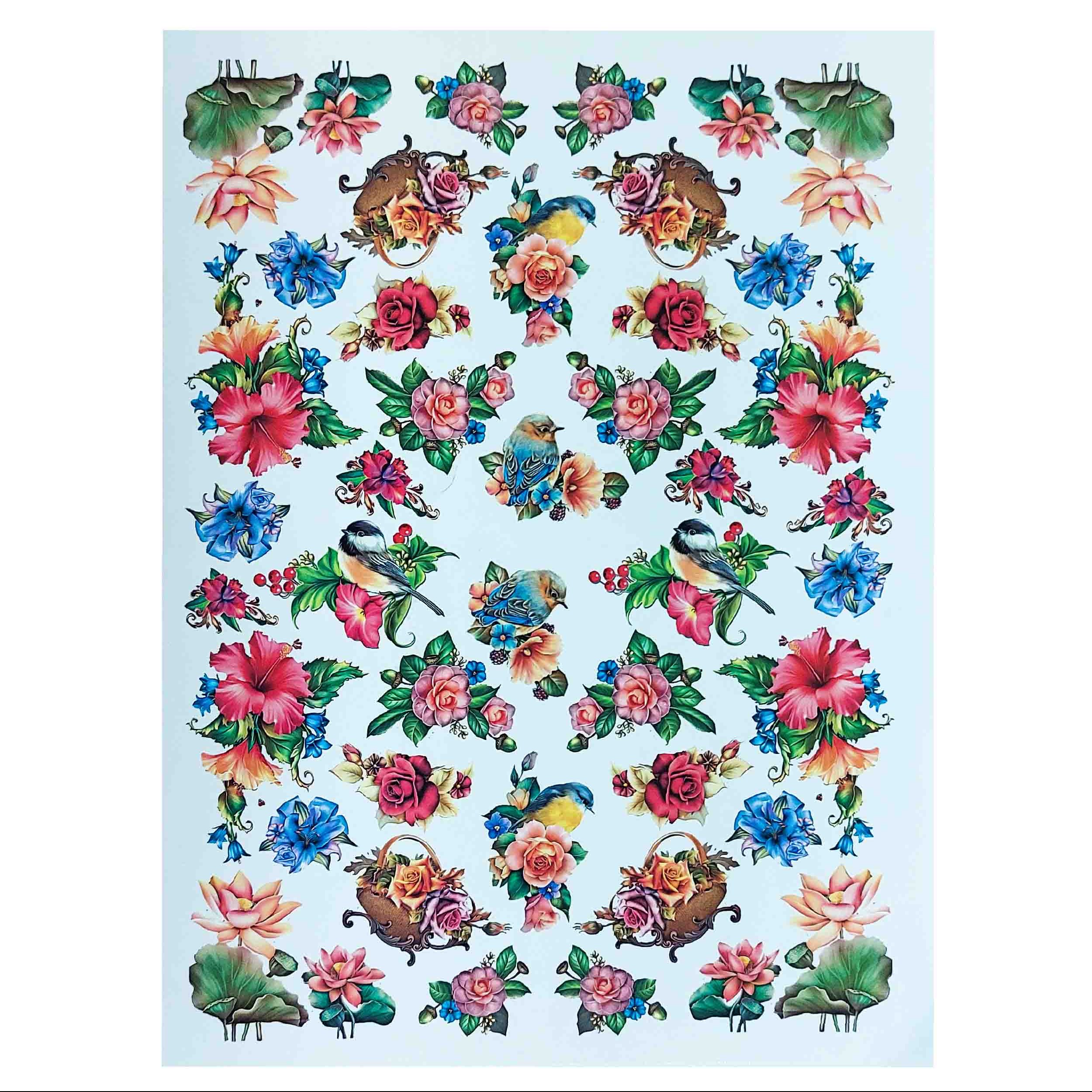 ترنسفر طرح گل و گنجشک کد 2 ابعاد آ3