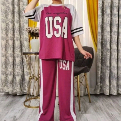 تیشرت و شلوار پنبه لاکرا مدل USA