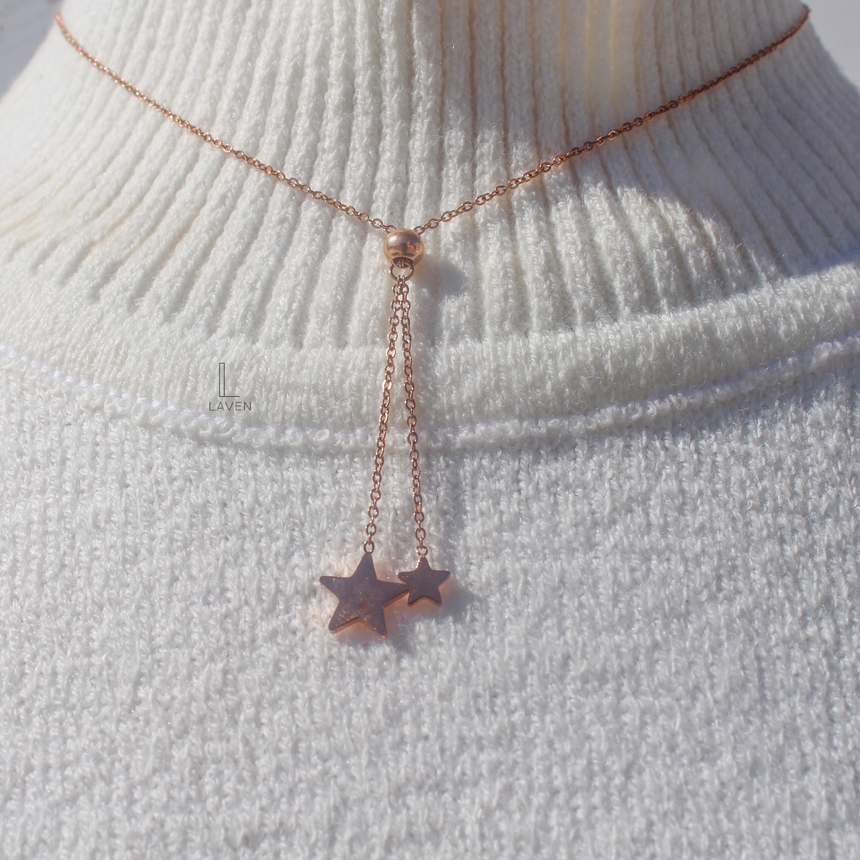 گردنبند ستاره ای ظریف رزگلد استیل