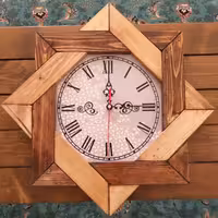 ساعت دیواری چوبی دستساز دکوراتیو باموتور آرامگرد