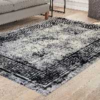 فرش ساوین کد 4118 نقره ای مشکی سایز 1.5 در 2.25