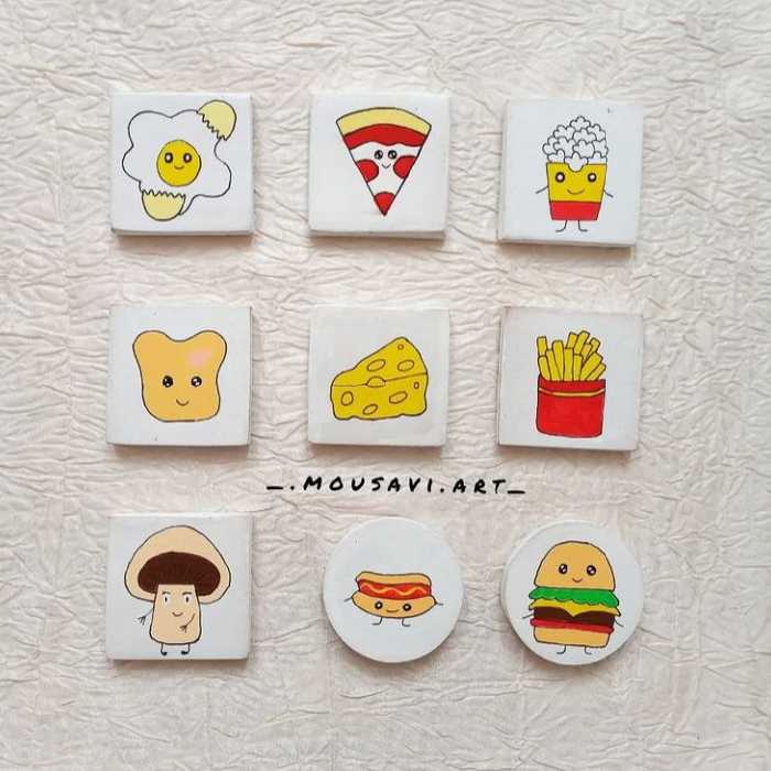 مگنت سفالی یخچالی طرح فست فودی