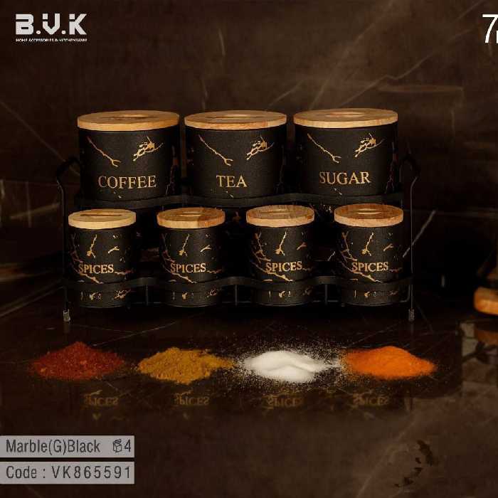 پاسماوری 7 پارچه بی وی کی ماربل در چوبی مشکی طلایی مدل 865591