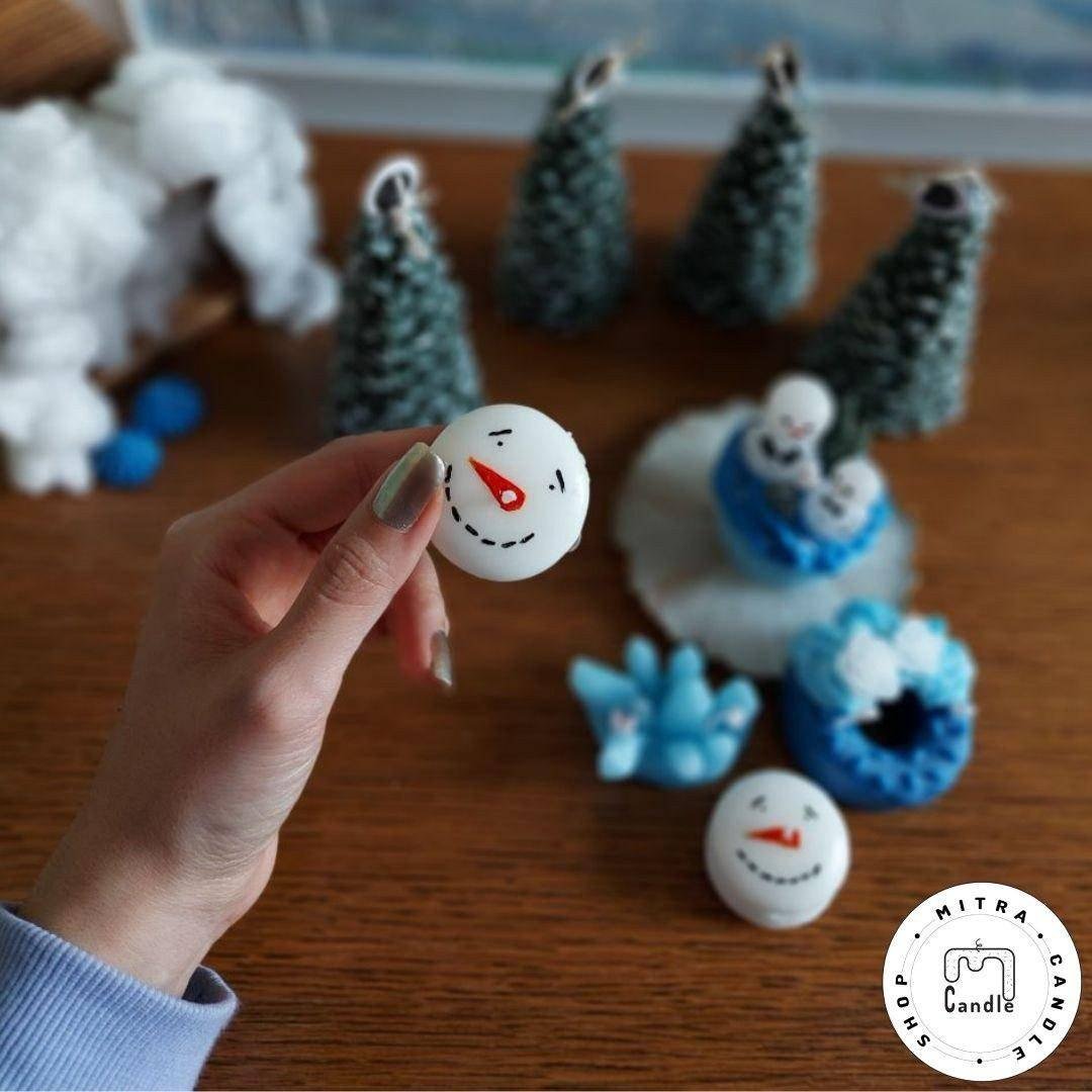 شمع ماکارون آدم برفی