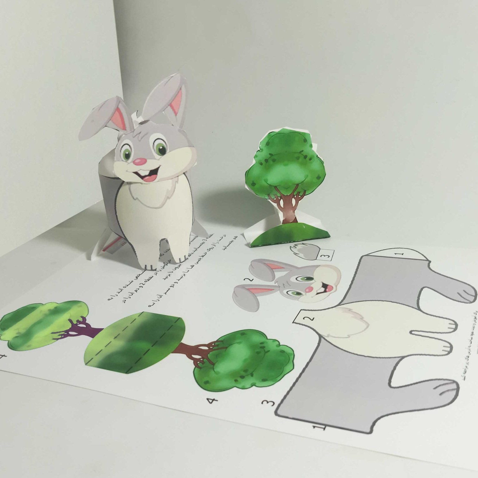 کاردستی پازلی سه بعدی طرح حیوانات- خرگوش- سایز A4