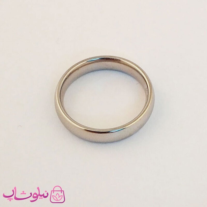 حلقه یا رینگ استیل ساده نقره ای کد 604 - 10